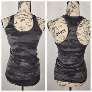 Lululemon 4 Racer Back Tank Top Savasana Camo Fatigue Fitted Athletic
